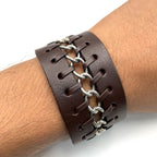 Casual Chain Dark Brown Handcrafted Leather Wrist Band Bracelet Bulk