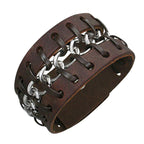 Casual Chain Dark Brown Handcrafted Leather Wrist Band Bracelet Bulk