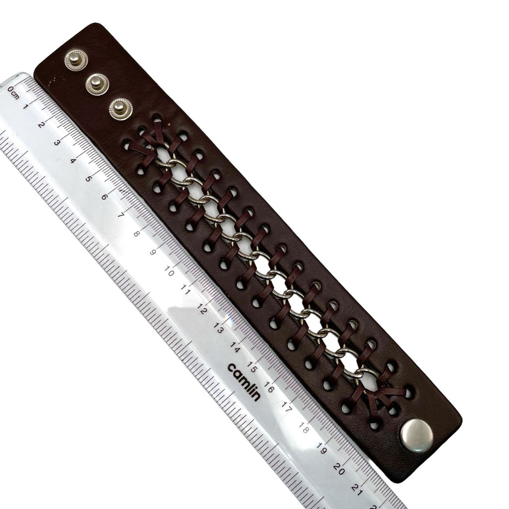 Casual Chain Dark Brown Handcrafted Leather Wrist Band Bracelet Bulk
