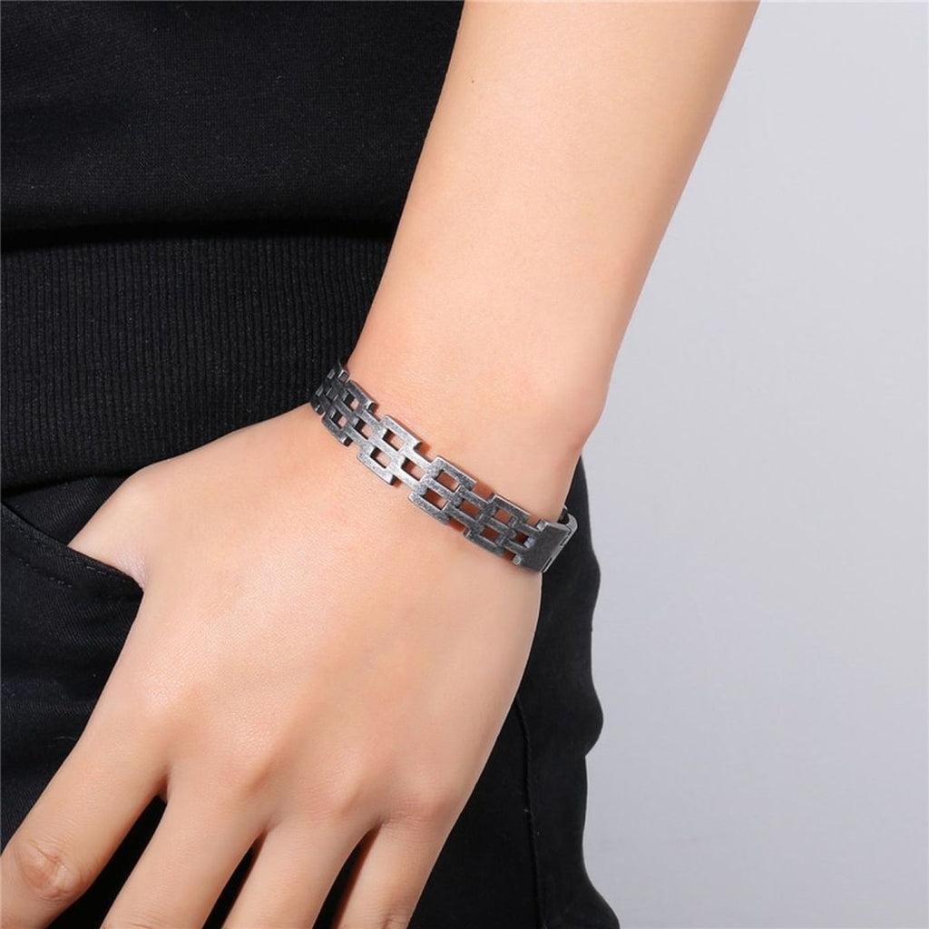 Stylish Italian Black 316L Stainless Steel Openable Kada Bracelet Men