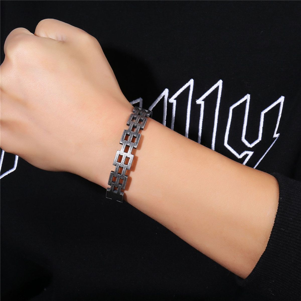 Stylish Italian Black 316L Stainless Steel Openable Kada Bracelet Men