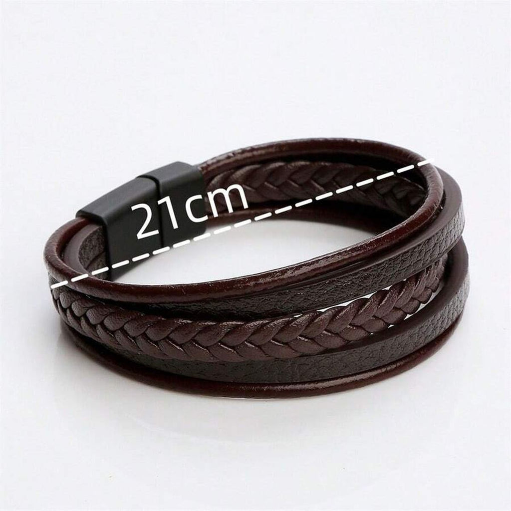 Braided Multi-Layer Brown Leather Wrist Wrap Band Bracelet Bulk