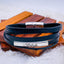 Multi-Layer Black Leather Wrist Wrap Band Strand Personalized Engraved Bracelet Men