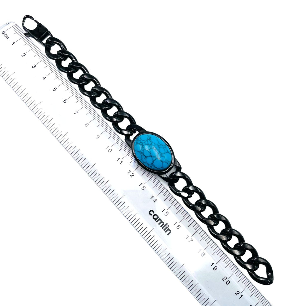 Salman Khan Curb Black Turquoise Black Stainless Steel Bracelet Bulk