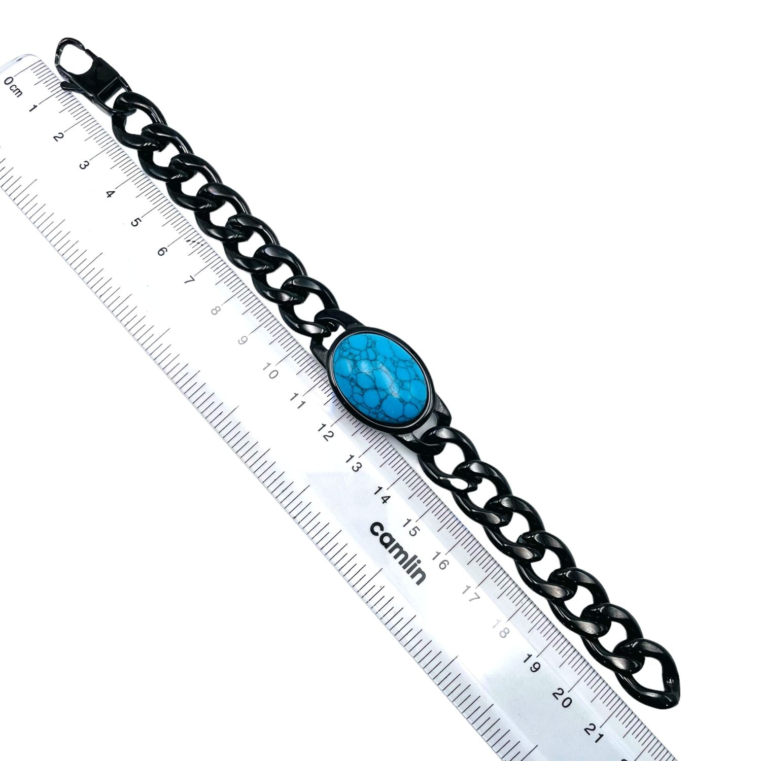 Salman Khan Curb Black Turquoise Black Stainless Steel Bracelet Bulk