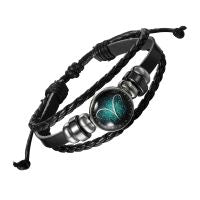 Constellation Zodiac Star Sign Leather Wrist Band Bracelet Wholesale
