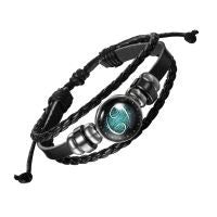 Constellation Zodiac Star Sign Leather Wrist Band Bracelet Wholesale