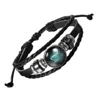 Constellation Zodiac Star Sign Leather Wrist Band Bracelet Wholesale