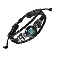 Constellation Zodiac Star Sign Leather Wrist Band Bracelet Wholesale