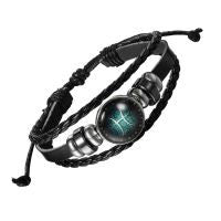Constellation Zodiac Star Sign Leather Wrist Band Bracelet Wholesale