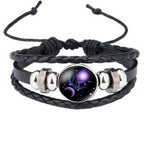 Constellation Zodiac Star Leather Wrist Band Strand Bracelet Bulk