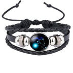 Constellation Zodiac Star Leather Wrist Band Strand Bracelet Bulk