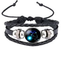 Constellation Zodiac Star Leather Wrist Band Strand Bracelet Bulk