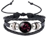 Constellation Zodiac Star Leather Wrist Band Strand Bracelet Bulk