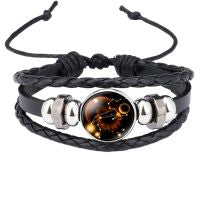 Constellation Zodiac Star Leather Wrist Band Strand Bracelet Bulk