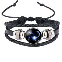 Constellation Zodiac Star Leather Wrist Band Strand Bracelet Bulk