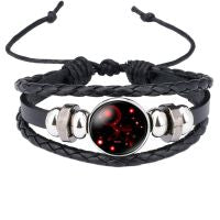 Constellation Zodiac Star Leather Wrist Band Strand Bracelet Bulk