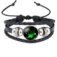 Constellation Zodiac Star Leather Wrist Band Strand Bracelet Bulk