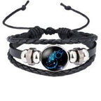 Constellation Zodiac Star Leather Wrist Band Strand Bracelet Bulk