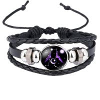 Constellation Zodiac Star Leather Wrist Band Strand Bracelet Bulk Main image