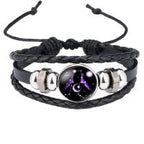 Constellation Zodiac Star Leather Wrist Band Strand Bracelet Bulk