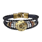 Luxury Vintage Zodiac Gold Plated Leather Bracelet For Men Wholesale