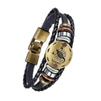 Luxury Vintage Zodiac Gold Plated Leather Bracelet For Men Wholesale