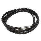 Rope Braided Crafted Black Leather Wrist Band Strand Bracelet Bulk