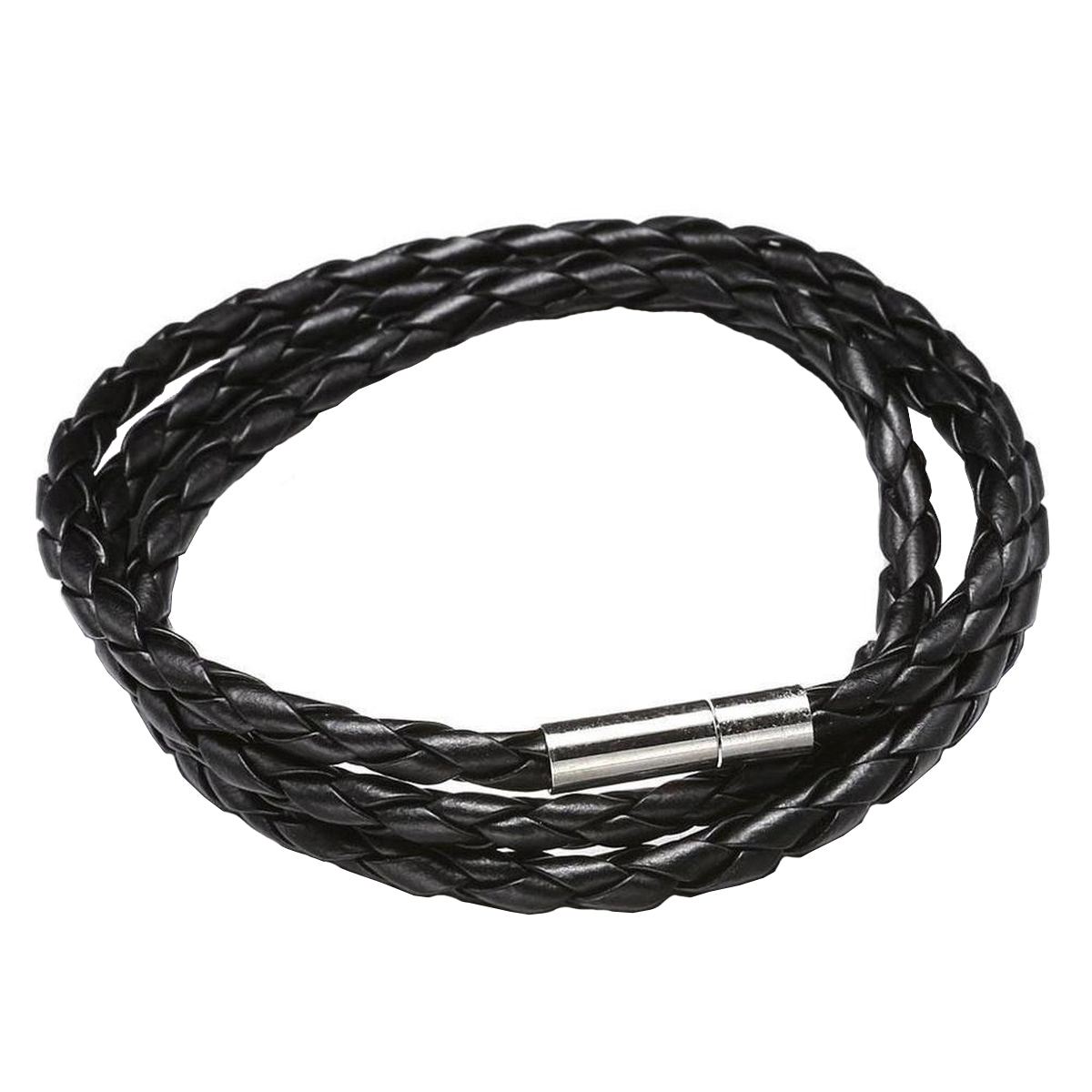 Rope Braided Crafted Black Leather Wrist Band Strand Bracelet Bulk