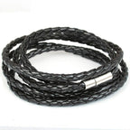 Rope Braided Crafted Black Leather Wrist Band Strand Bracelet Bulk