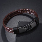 Brown Triple Layer Braided Rope Leather Wrist Band Wrap Bracelet Bulk