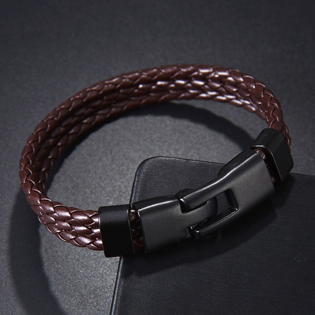 Brown Triple Layer Braided Rope Leather Wrist Band Wrap Bracelet Bulk