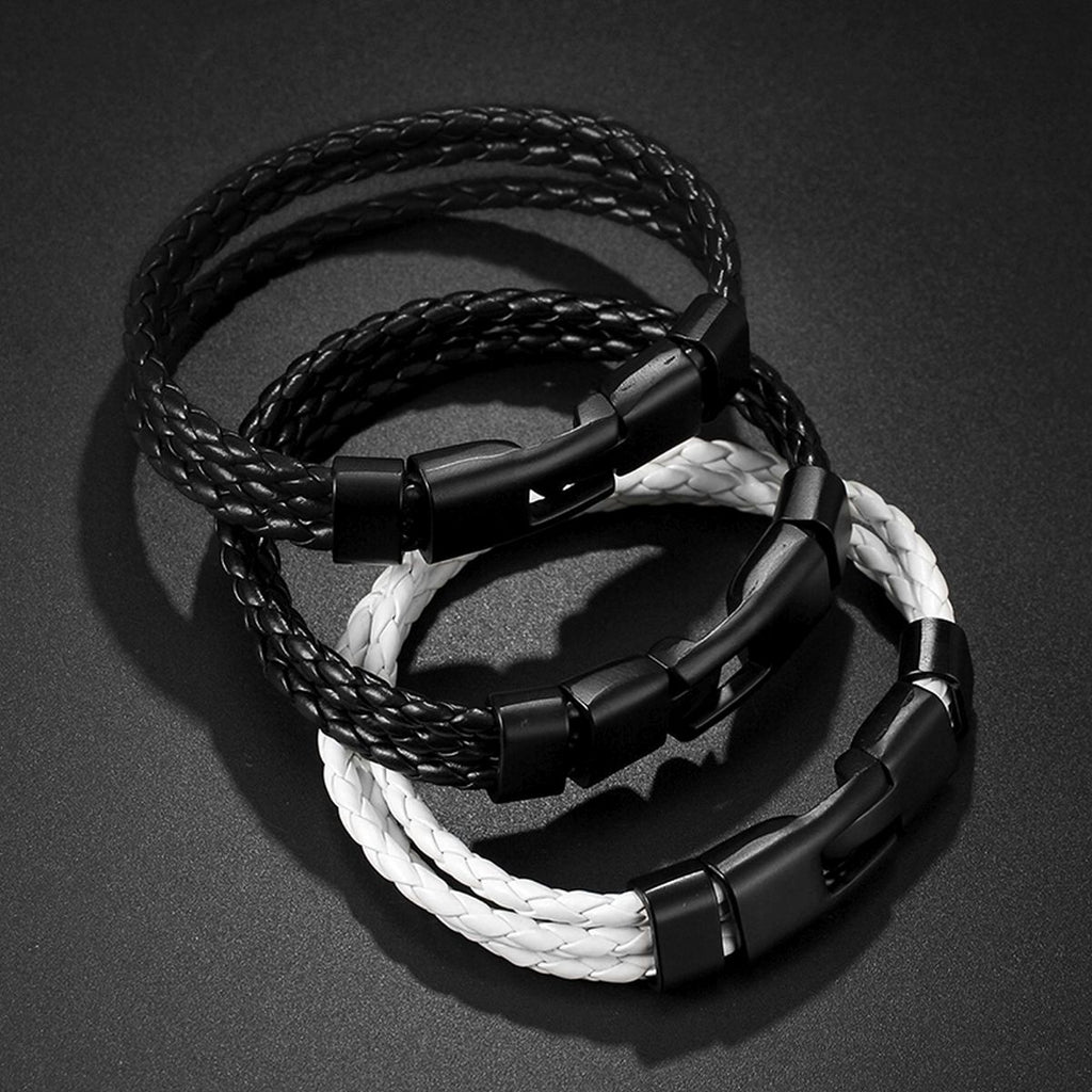 Brown Triple Layer Braided Rope Leather Wrist Band Wrap Bracelet Bulk