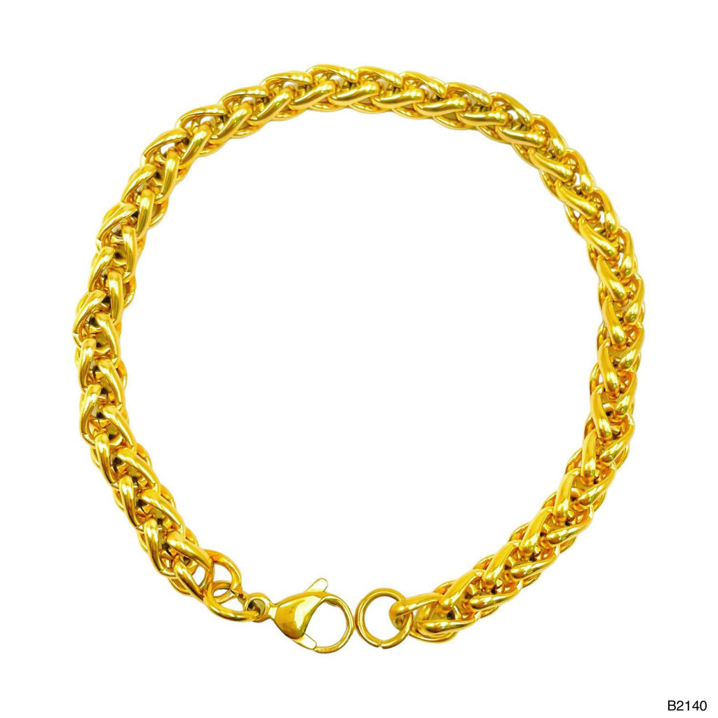 Spiga Franco 22K Gold 316L Stainless Steel Smooth Bracelet Bulk