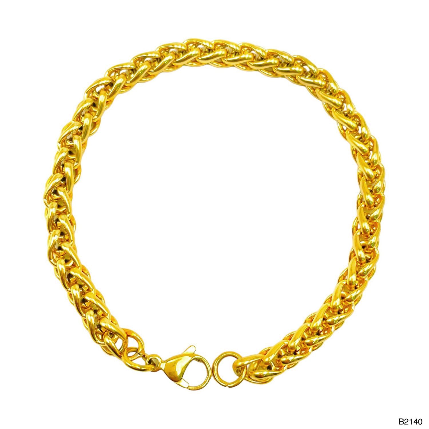 Spiga Franco 22K Gold 316L Stainless Steel Smooth Bracelet Bulk