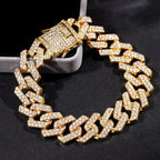 Curb Cuban Hip Hop Iced Out Links Gold Rhinestone Bracelet Men Bulk