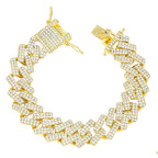 Curb Cuban Hip Hop Iced Out Links Gold Rhinestone Bracelet Men Bulk