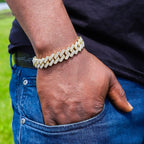 Curb Cuban Hip Hop Iced Out Links Gold Rhinestone Bracelet Men Bulk