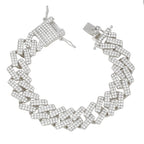 Curb Cuban Hip Hop Iced Out Links Silver Rhinestone Bracelet Men Bulk
