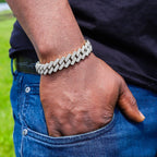 Curb Cuban Hip Hop Iced Out Links Silver Rhinestone Bracelet Men Bulk