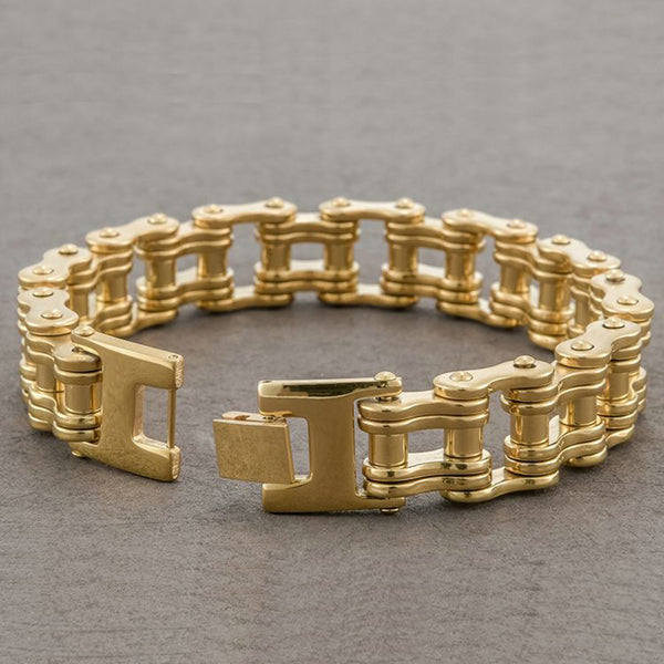 Biker Motorcycle Chain Gold Heavy 316L Stainless Steel Bracelet Bulk Main image