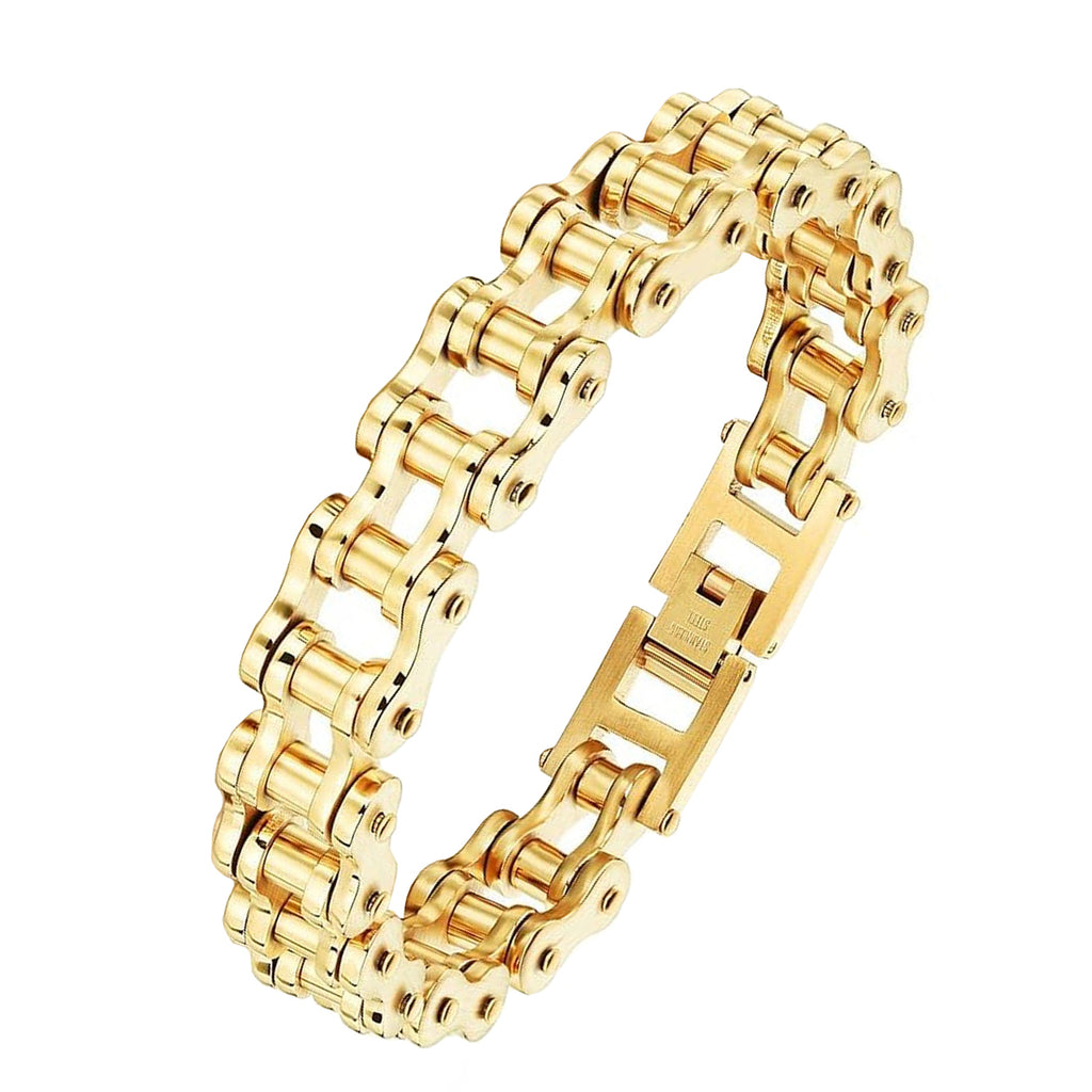 Biker Motorcycle Chain Gold Heavy 316L Stainless Steel Bracelet Bulk