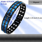 Blue Black Stainless Steel Magnet Health Therapy Bio Energy Bracelet