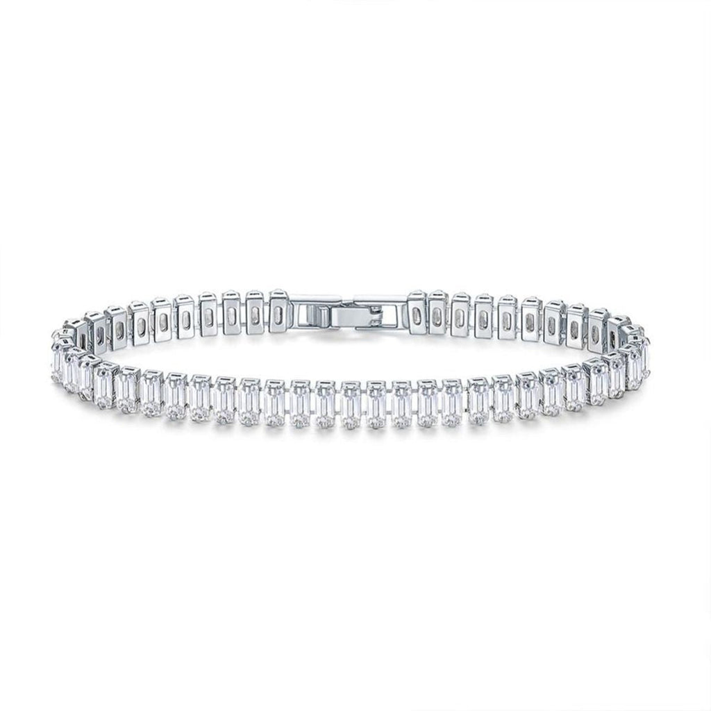Silver Baguette CZ American Diamond CZ Tennis Bracelet Bulk