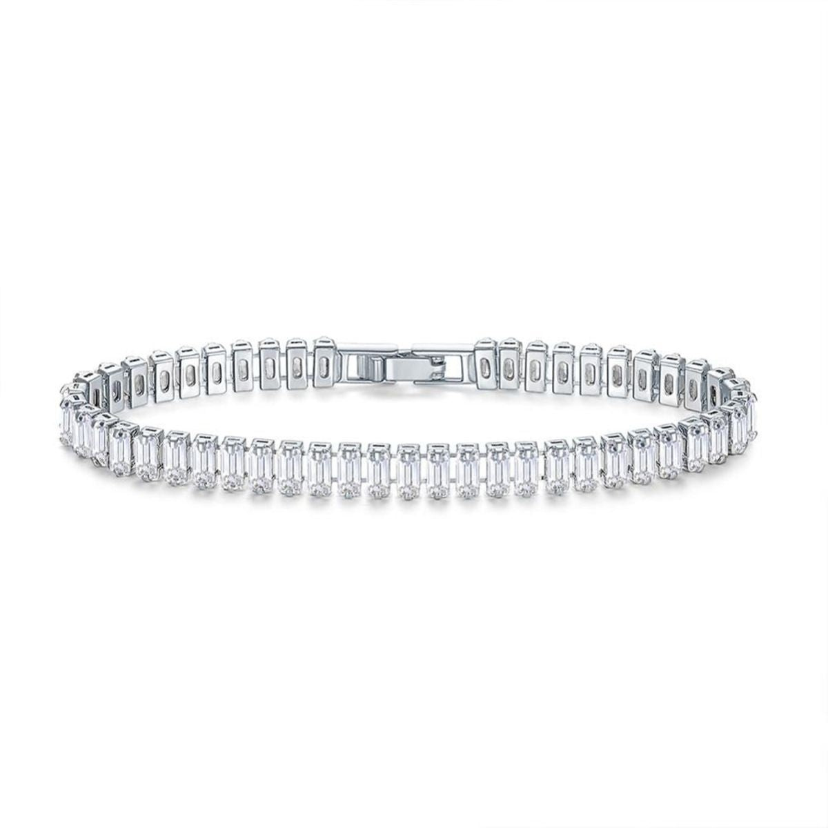 Silver Baguette CZ American Diamond CZ Tennis Bracelet Bulk