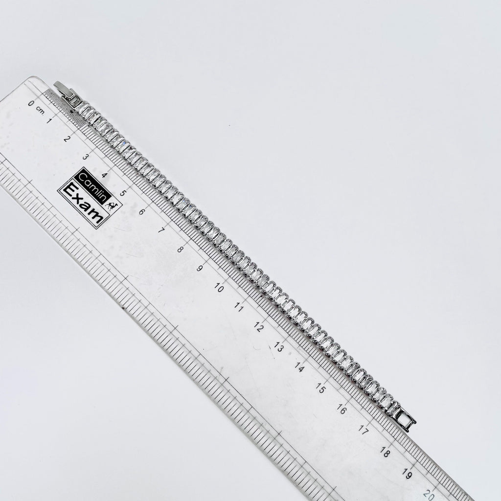 Silver Baguette CZ American Diamond CZ Tennis Bracelet Bulk
