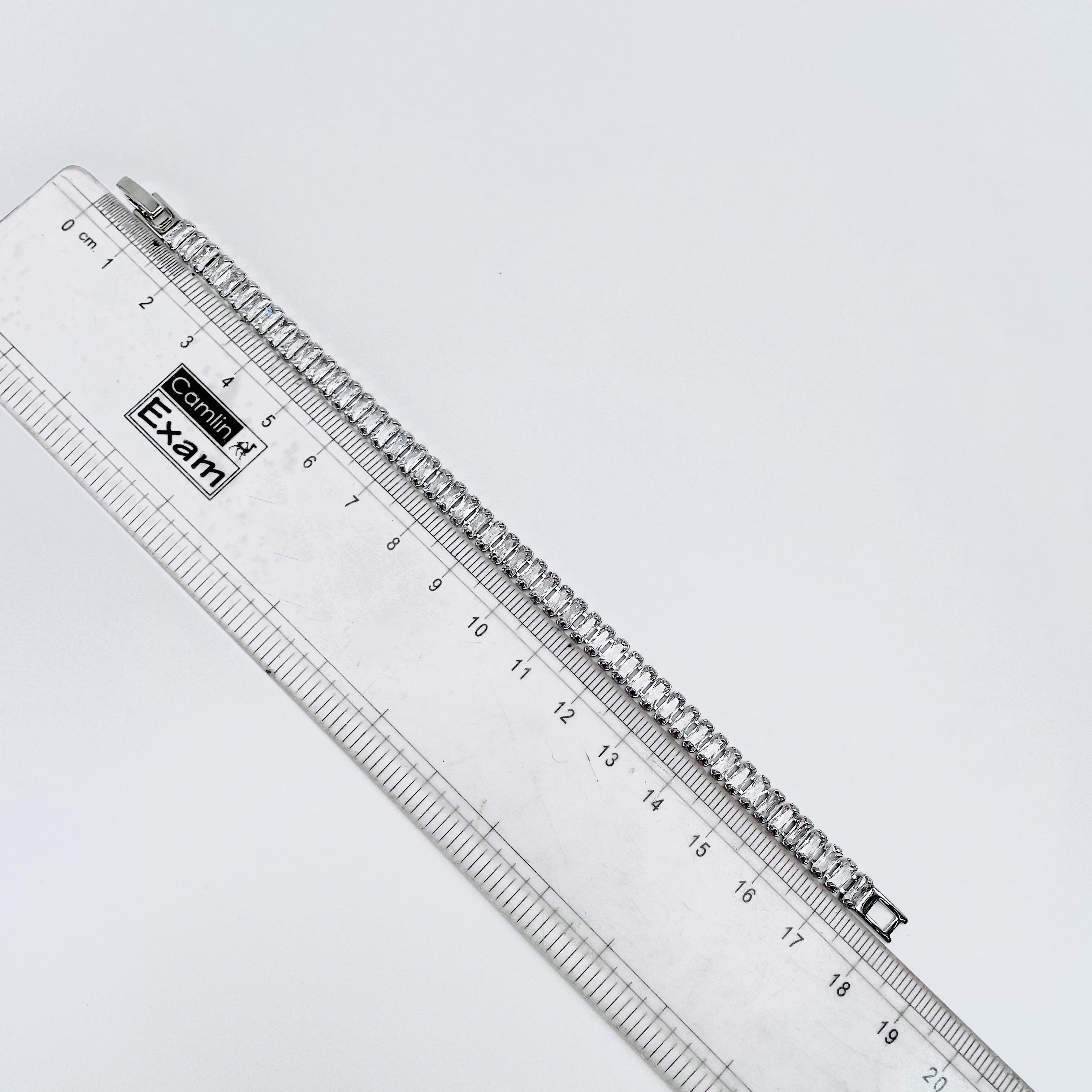 Silver Baguette CZ American Diamond CZ Tennis Bracelet Bulk