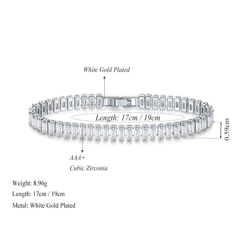 Silver Baguette CZ American Diamond CZ Tennis Bracelet Bulk