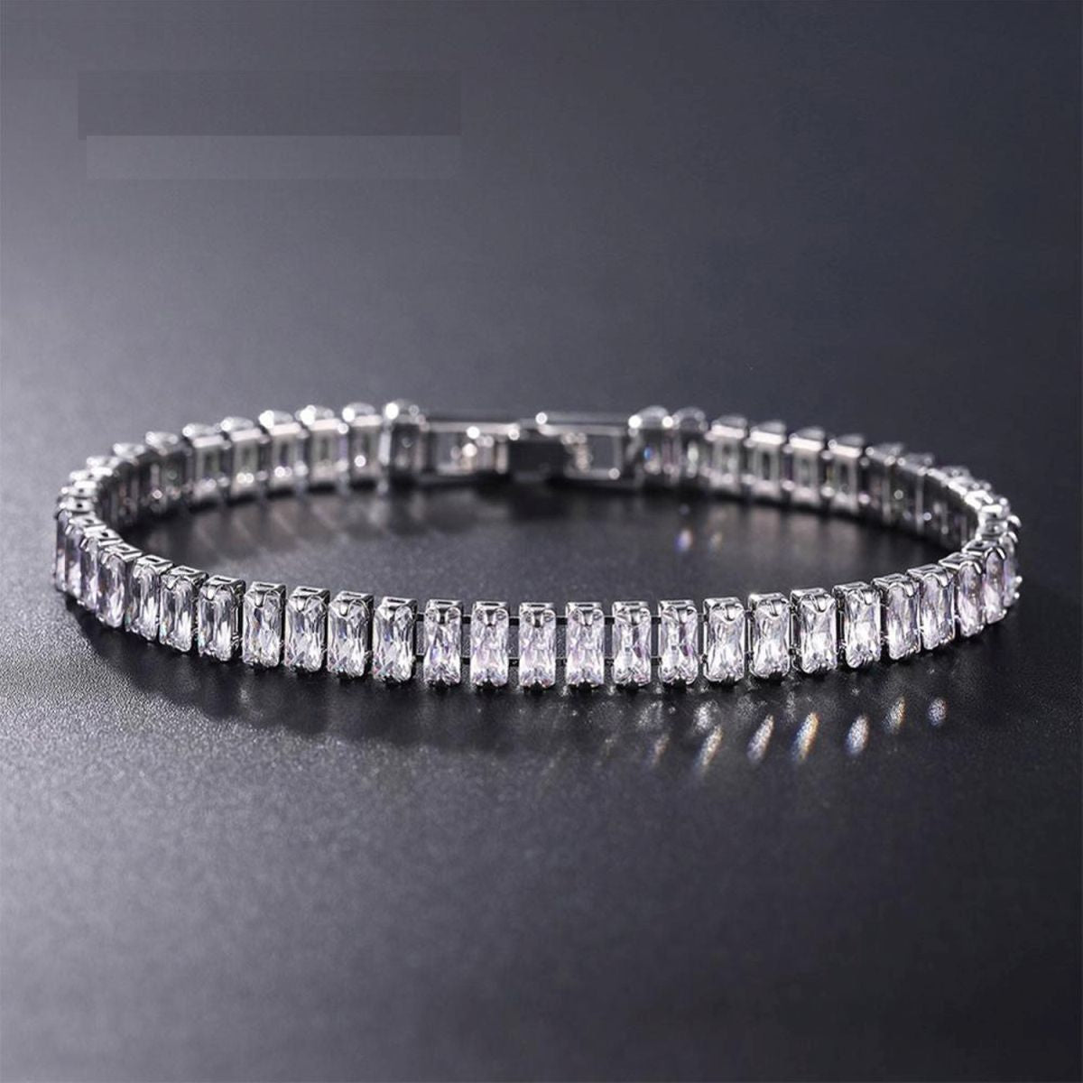 Silver Baguette CZ American Diamond CZ Tennis Bracelet Bulk Main image