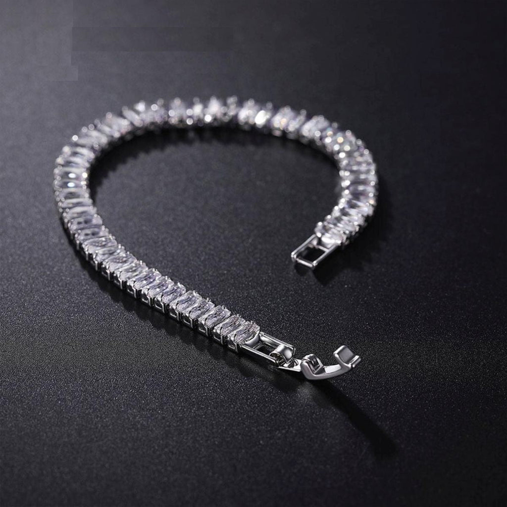 Silver Baguette CZ American Diamond CZ Tennis Bracelet Bulk